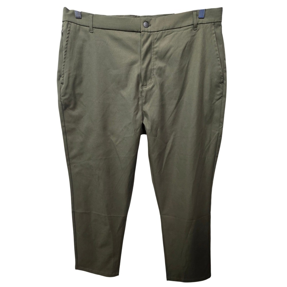Wowie Daily Chino Pants Mens 38x28 Olive Green Tapered Flat Front Trousers
